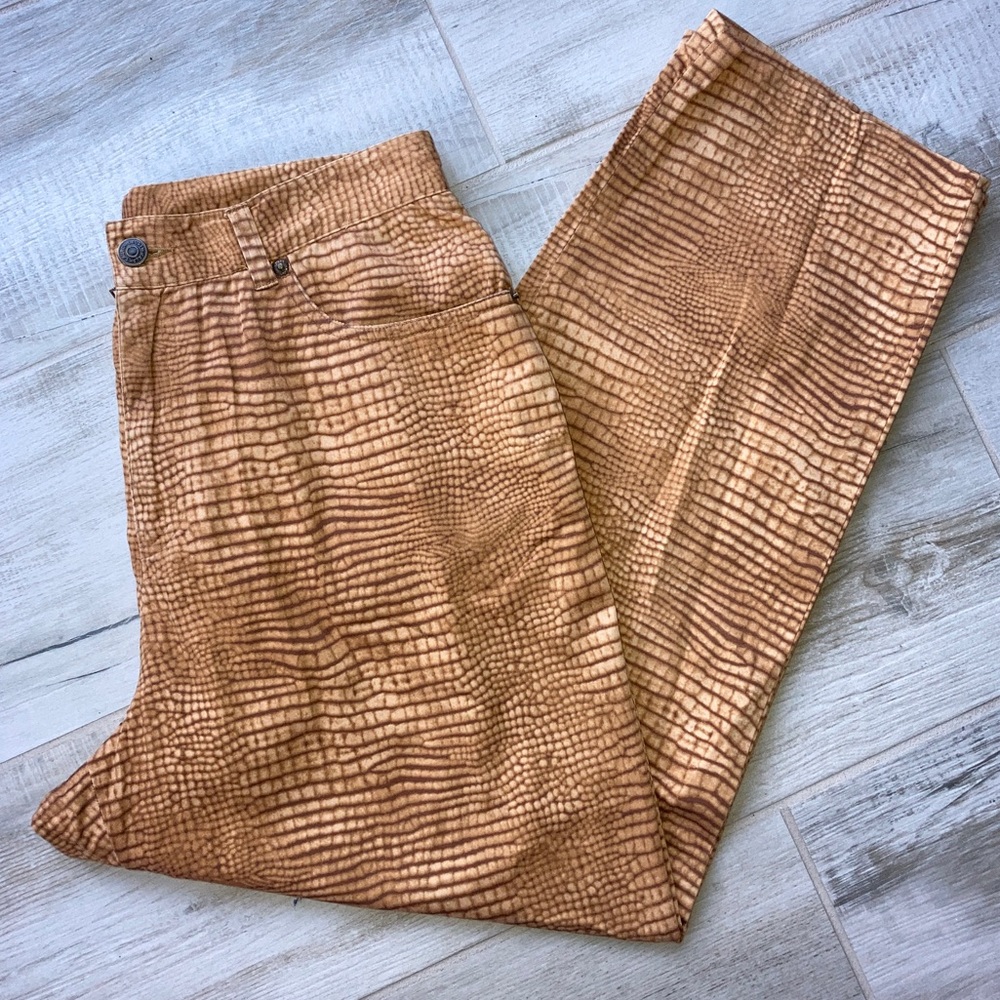 Lauren Ralph Lauren womens pants alligator size 10 orange-brown high rise zipper